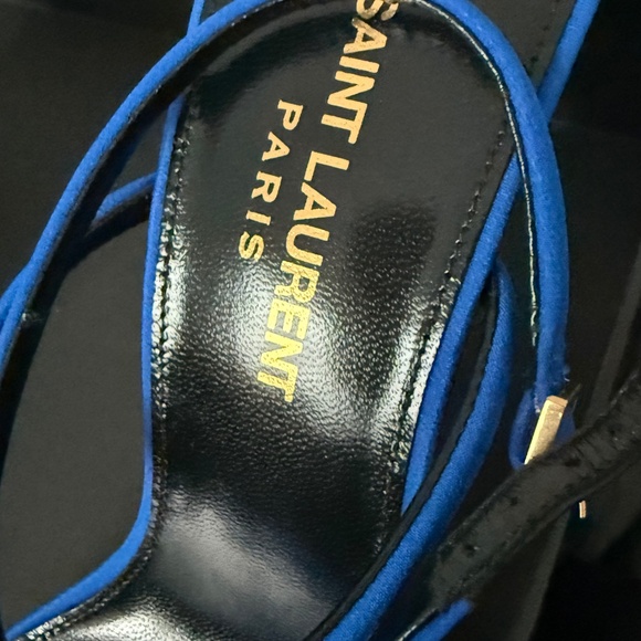 Leather heels Saint Laurent Blue size 38.5 EU in Leather  Saint Laurent Blue Leather Heels